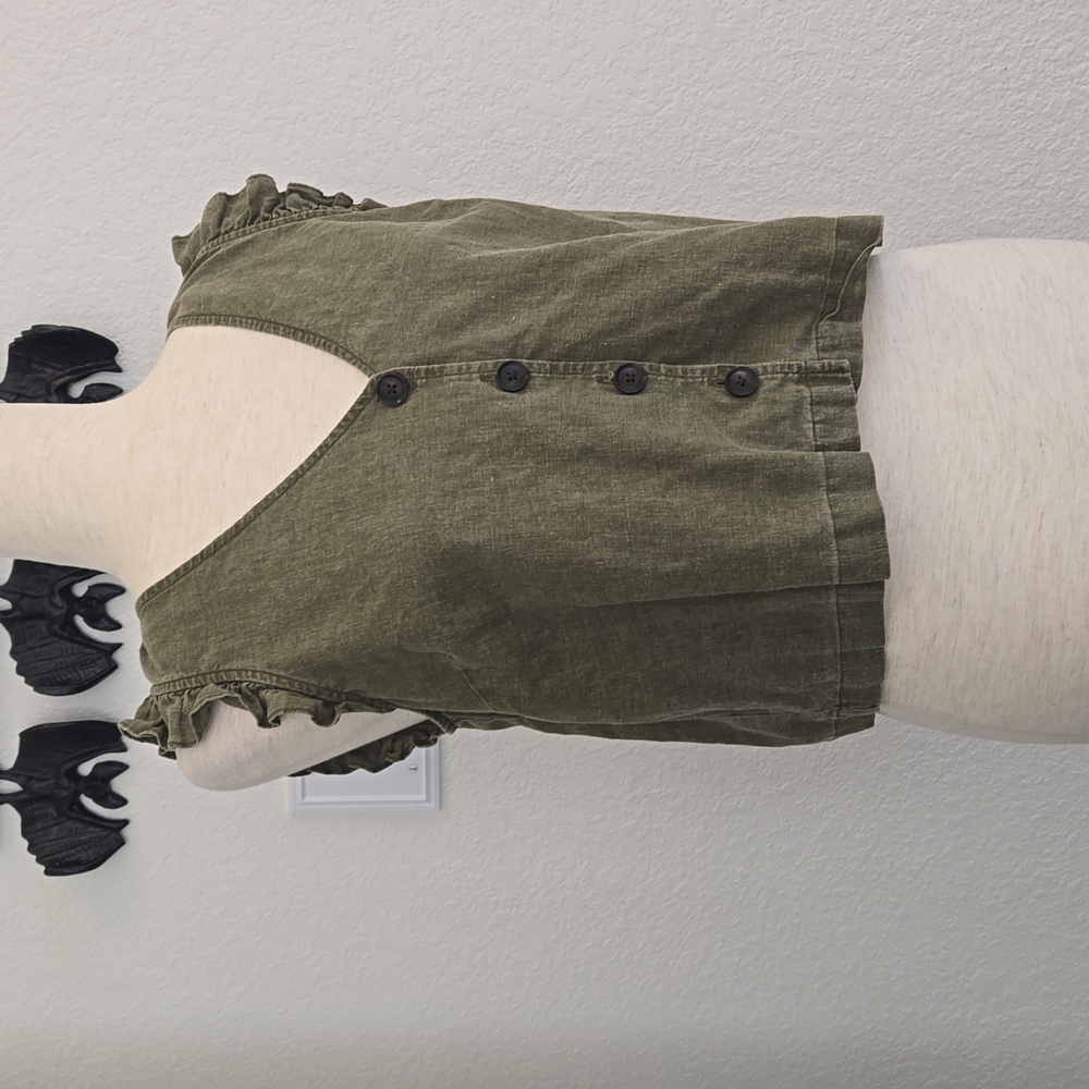 Madewell Olive Green Ruffle Sleeve Top